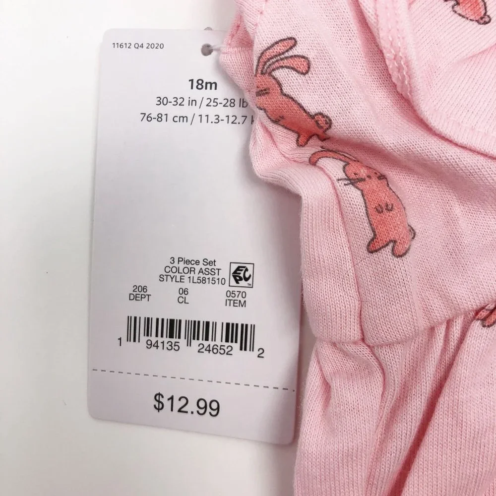 NWT 18Mo Infant Baby Girl 3Pc Set‎ Bunny ~So Happy Together~ Just One You